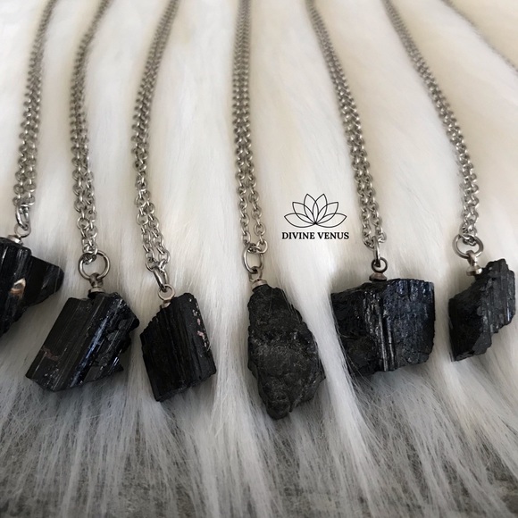 Black Tourmaline Stainless Steel Necklace - Picture 7 of 8